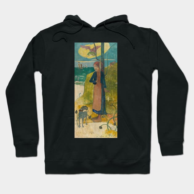 Breton Girl Spinning by Paul Gauguin Hoodie by Classic Art Stall